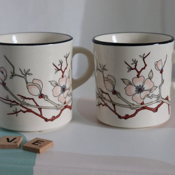 ARKLOW Honey Stone Floral Coffee Cups | Made in Ireland | Set of 2 - Picture 5 of 8